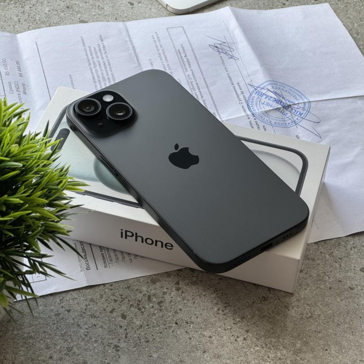 100% АКБ. iPhone 15 128Gb. Чек. Гарантия