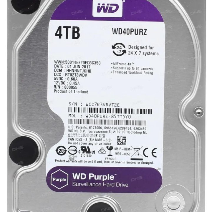 4 ТБ Жесткий диск WD Purple [WD40PURZ]