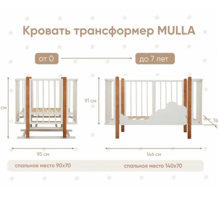 Кроватка Mulla от Аскона 3в1