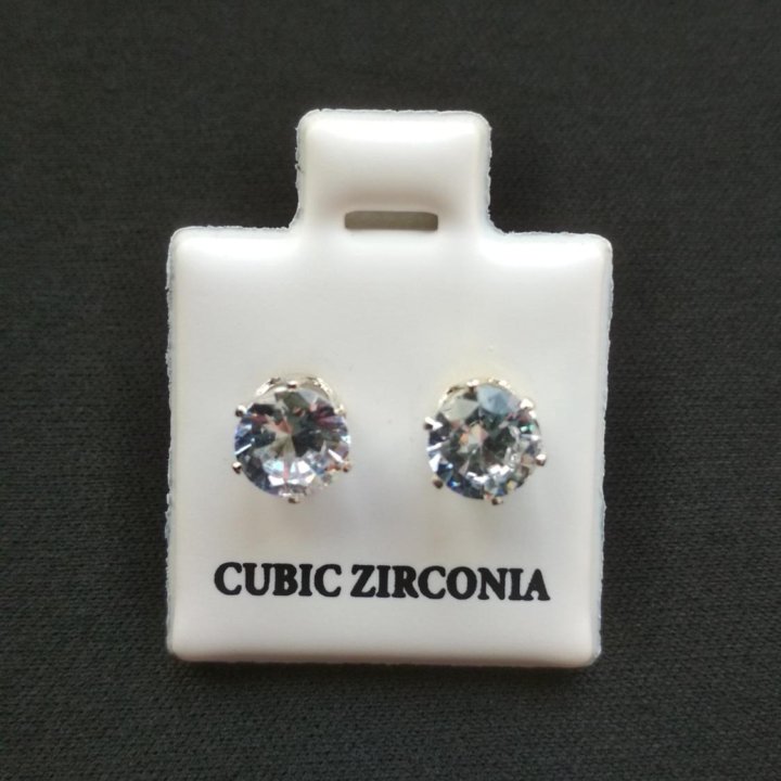 Серьги пусеты CUBIC ZIRCONIA новые