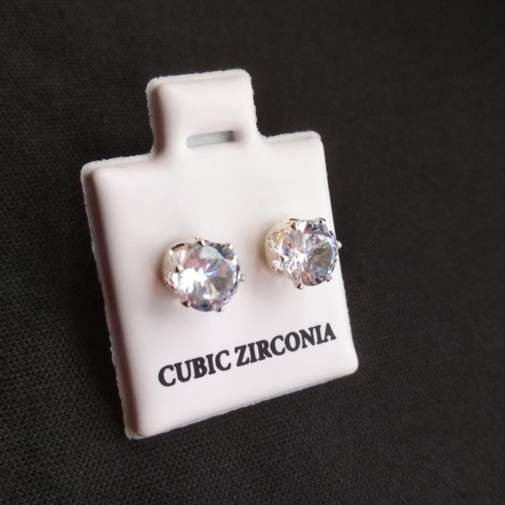 Серьги пусеты CUBIC ZIRCONIA новые