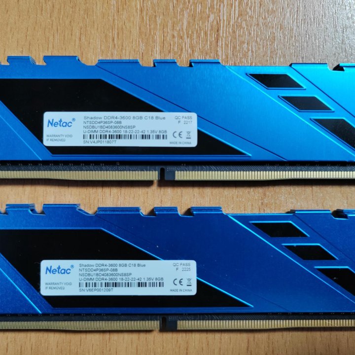 Модули DDR4 Corsair; Netac3600MHz 8Gb 2шт.