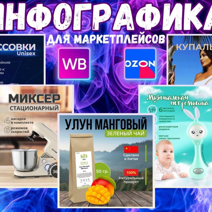 Инфографика для маркетплейсов/Дизайн карточек