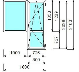 Балконный блок из ПВХ 2100х1400