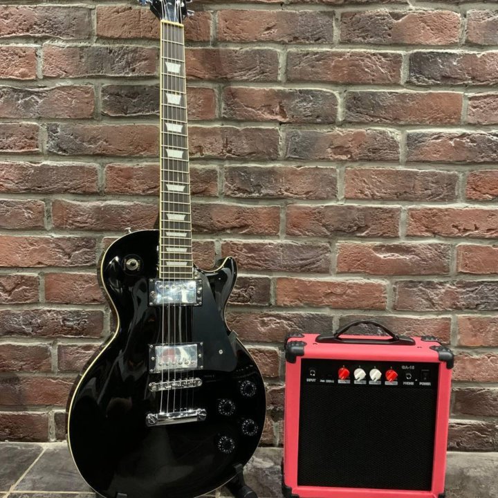 Электрогитара Les Paul Black + Комбик 15 ват