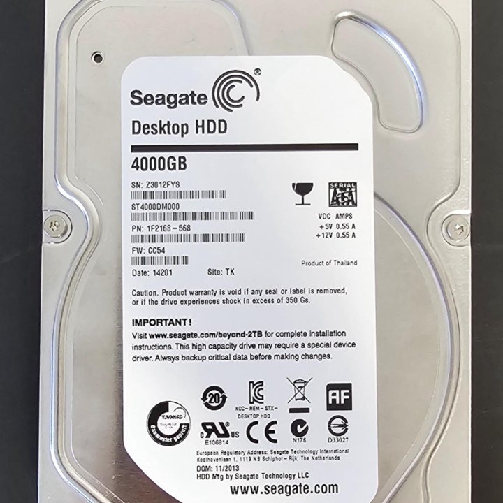 Нерабочий HDD 3.5 Seagate 4Тб ST4000DM000