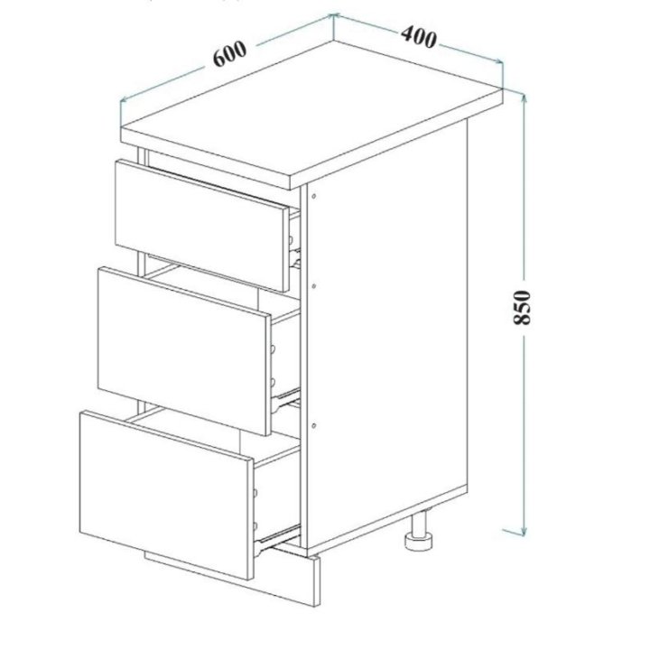 Новая тумба кухонная с ящиками 400 мм