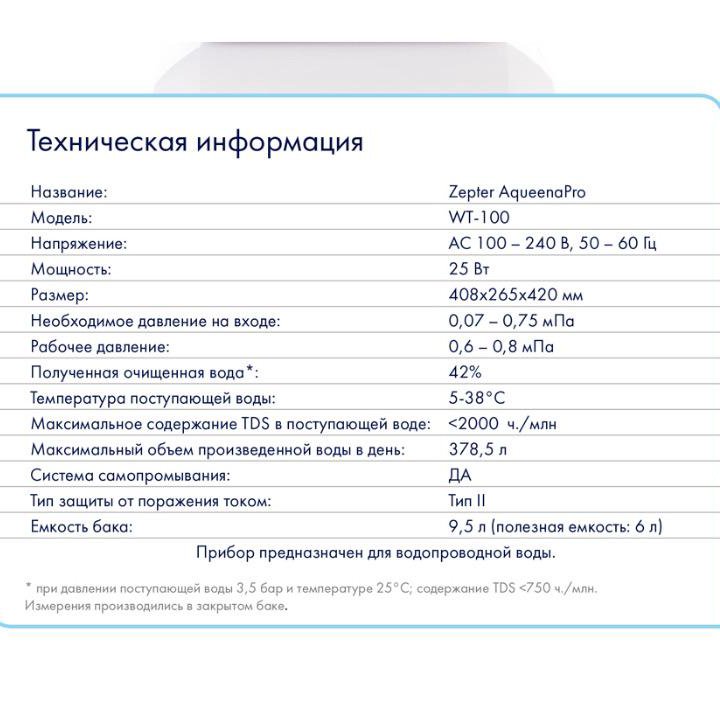 Zepter AqueenaPro Система очистки воды Фильтр воды