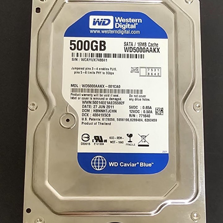 Жёсткий диск HDD 3.5 WD Blue 0.5 Тб WD5000aakx