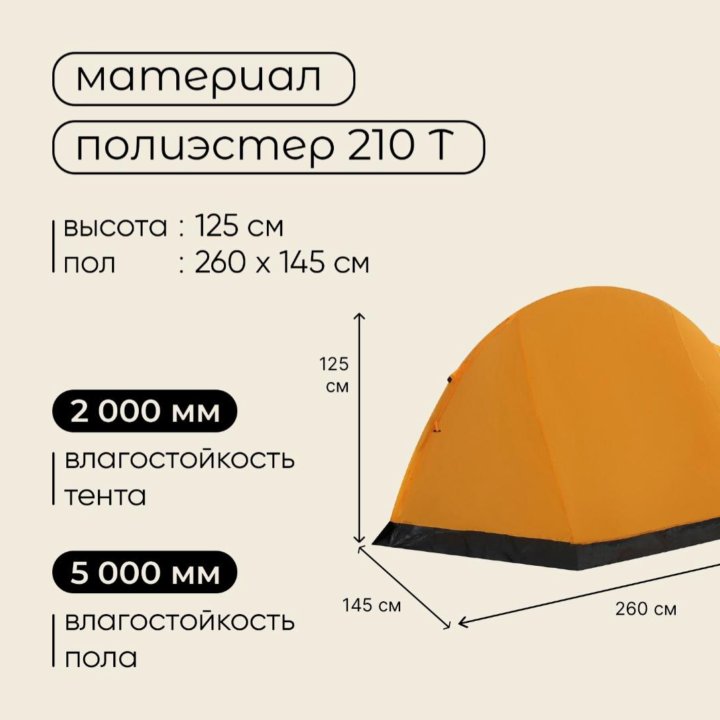 Палатка туристическая, треккинговая maclay TRAMPER