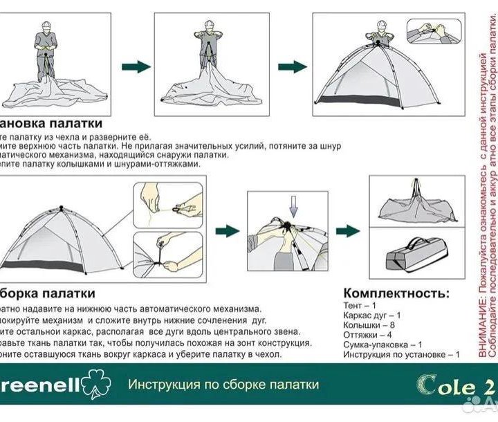 Палатка АВТОМАТ 2,5 кг. Greenell Коул 2 НОВАЯ !!