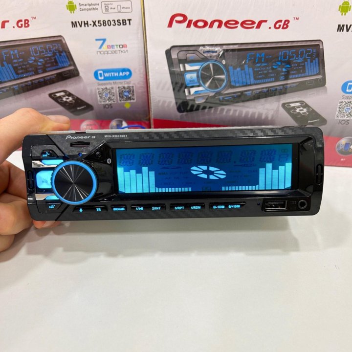 Магнитола Pioneer.Gb 1din с Bluetooth 4х55W RGB