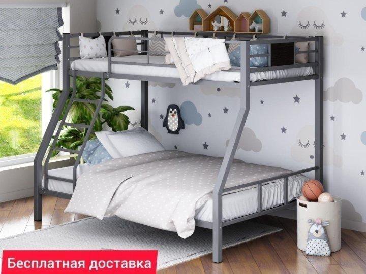 Кровать двухъярусная металлическая