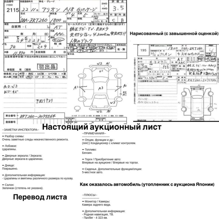 Подробный перевод Аукционных листов