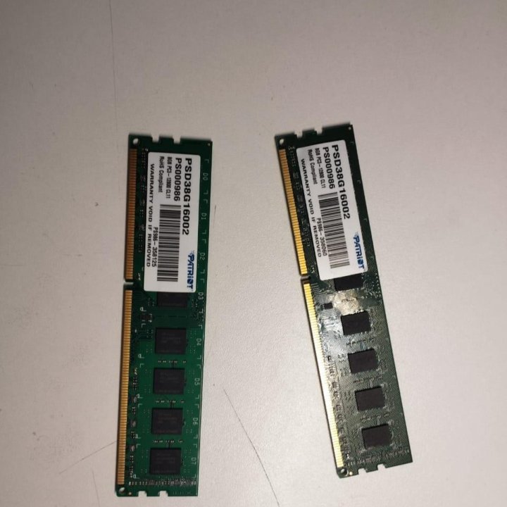 DDR3 8Gb PATRIOT PSD38g16002 две штуки