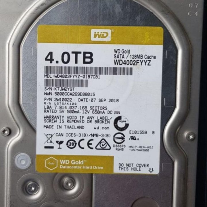 Жесткий диск WD Gold 4Tb WD4002fyyz