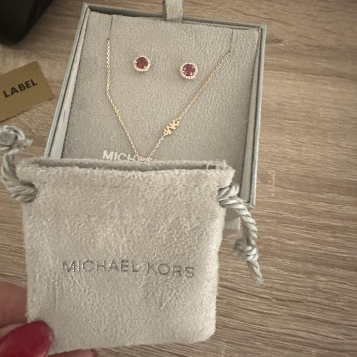 Серебряный набор колье и серьги Michael Kors