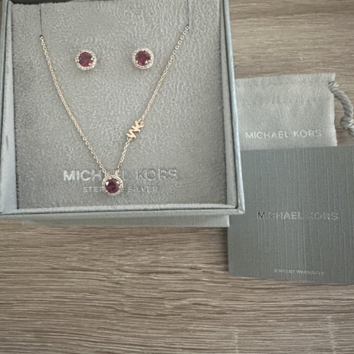 Серебряный набор колье и серьги Michael Kors