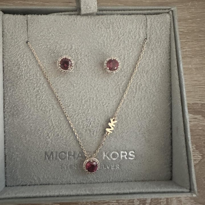 Серебряный набор колье и серьги Michael Kors