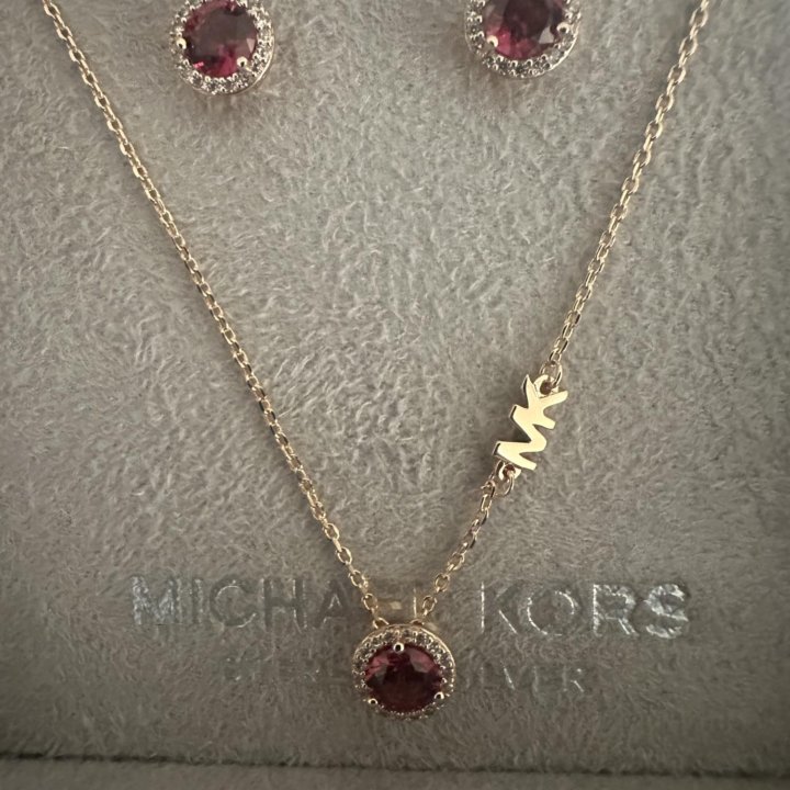 Серебряный набор колье и серьги Michael Kors