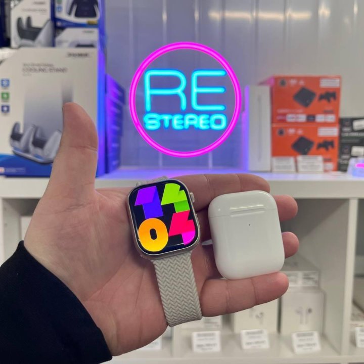 Комплект ! Apple Watch Series 9 Silver + Airpods 2