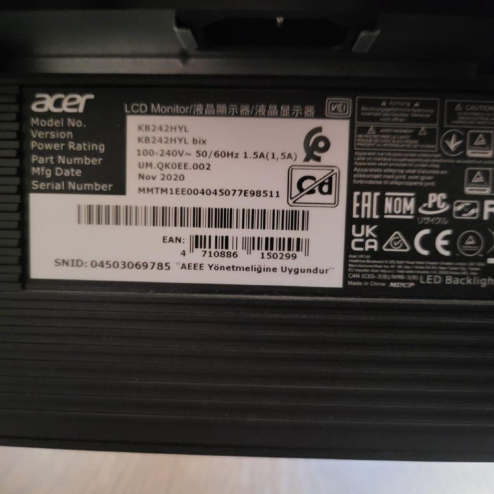 Монитор Acer KB242HYLBIX