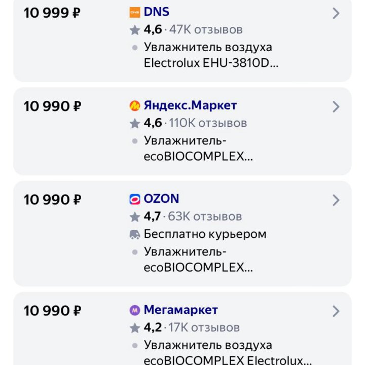 Увлажнитель воздуха Electrolux