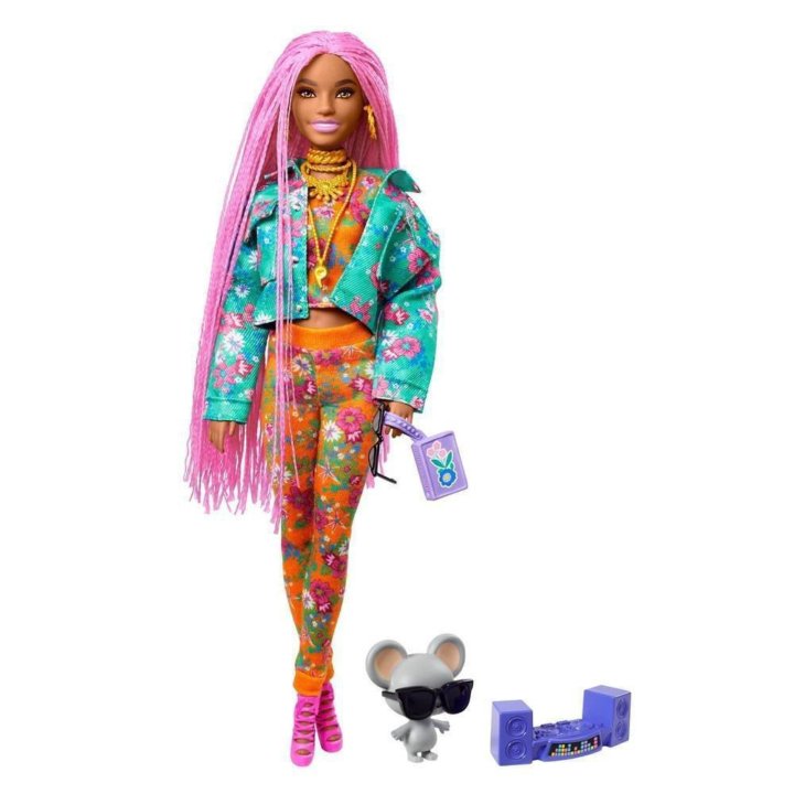 Кукла Mattel Barbie Экстра с розовыми косичками GX