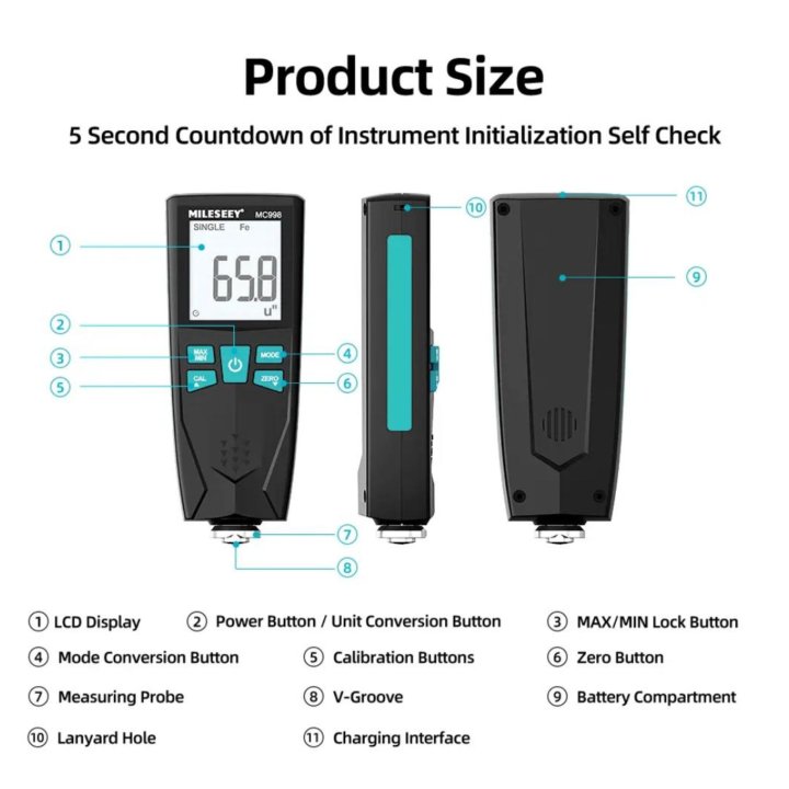 Толщиномер Mileseey MC998 Fe/NFe