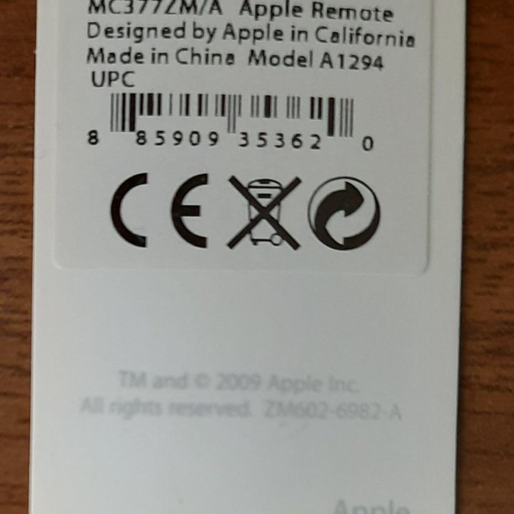 Рабочий пульт д/у Apple Remote a1294 (mc377zm/a)