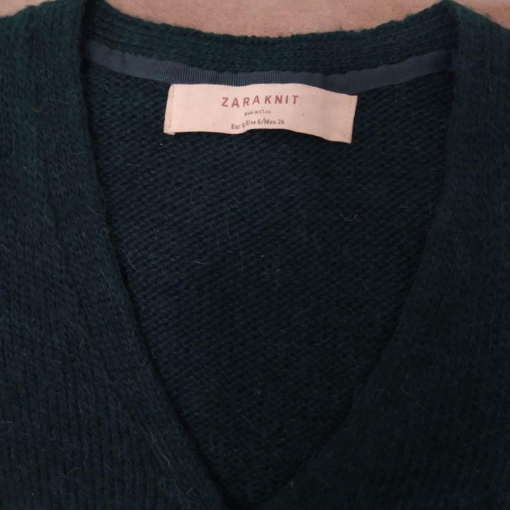 Кардиган с баской Zara knit шерсть вязанный