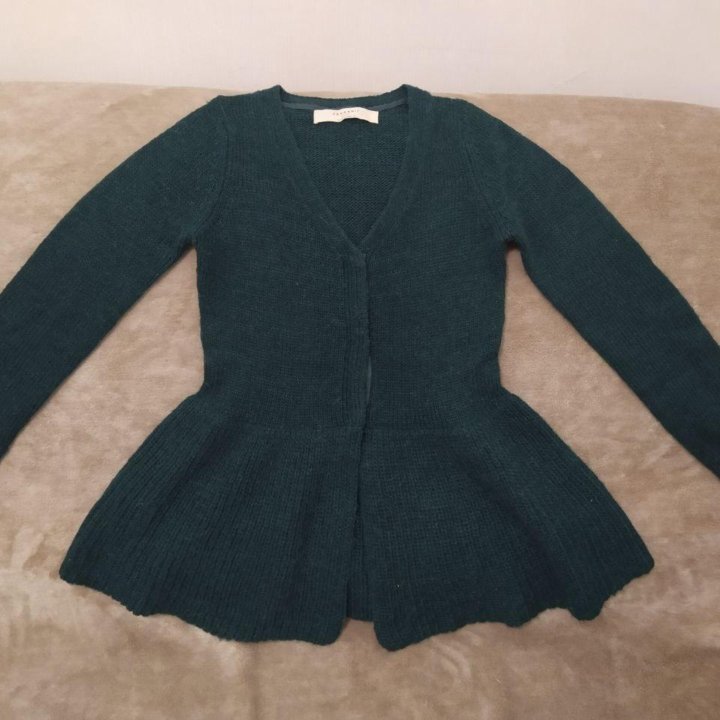 Кардиган с баской Zara knit шерсть вязанный