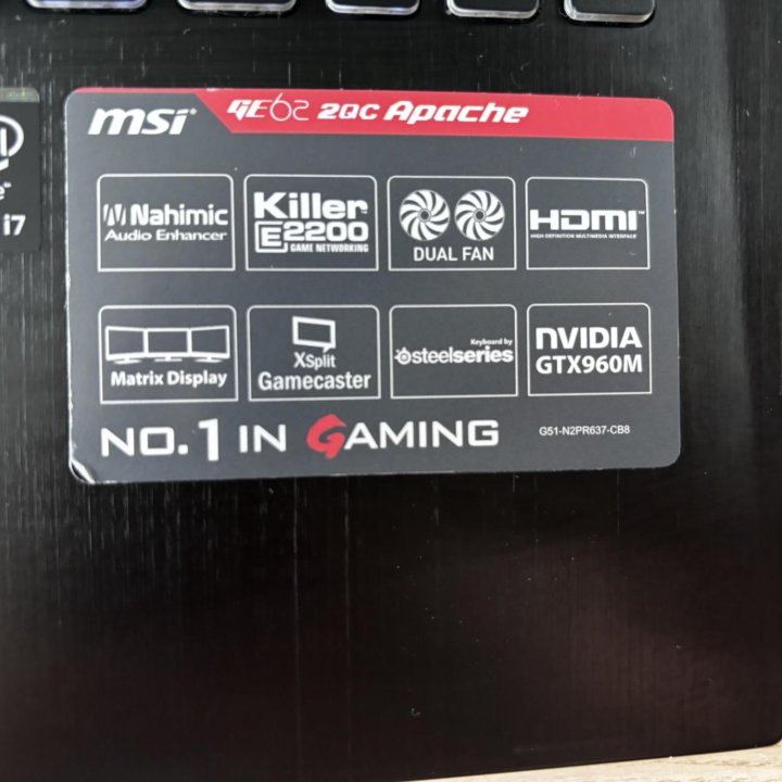 Игровой ноутбук msi GE62-2QC-628