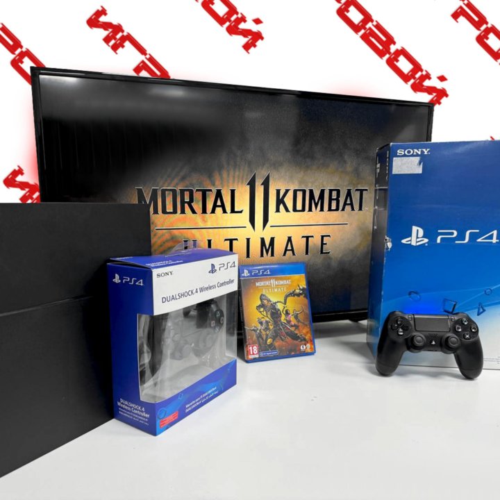 Sony PlayStation 4, Гарантия 2 Джойстика + MK11