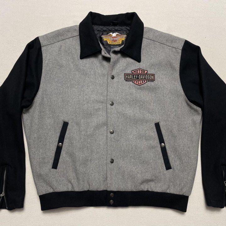 Harley Dsvidson Black/Gray Wool Varsity Jacket