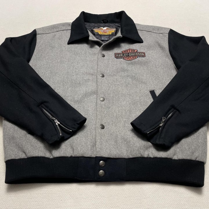 Harley Dsvidson Black/Gray Wool Varsity Jacket