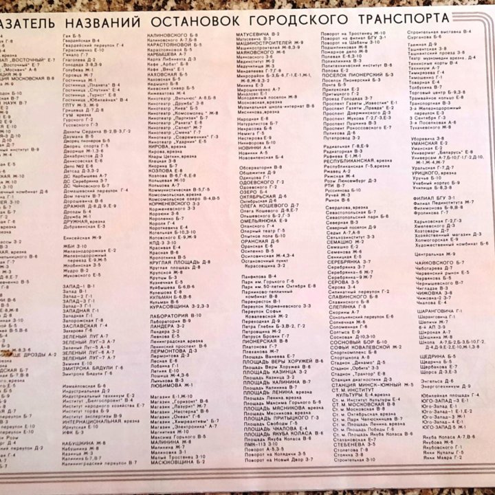 Схема пассажирского транспорта, Минск 1987 год