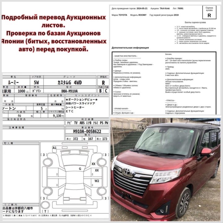 Подробный перевод Аукционных листов