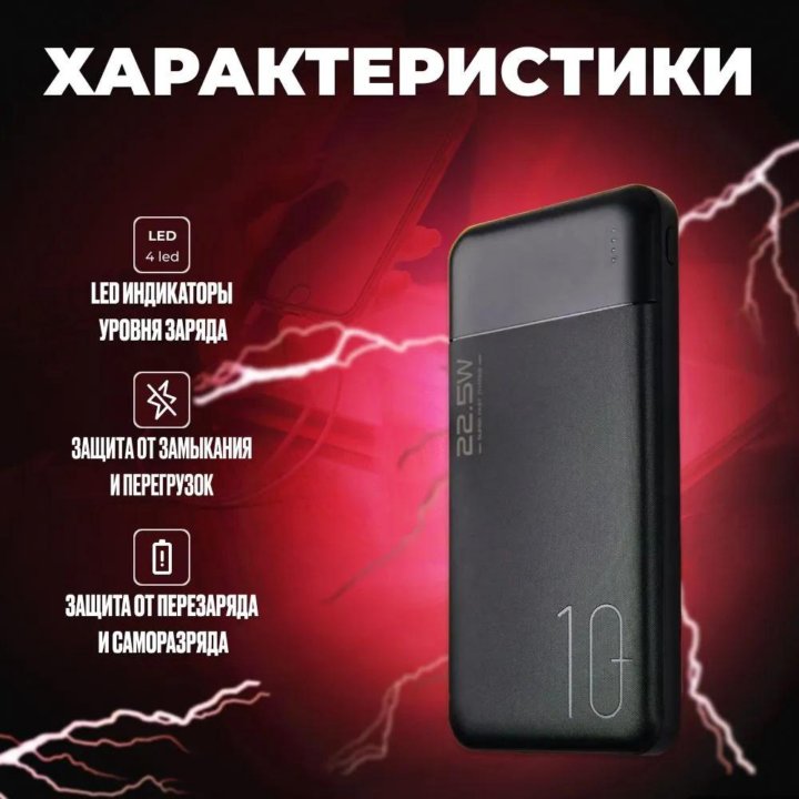 Повербанк с быстрой зарядкой 10000mAh Power Bank