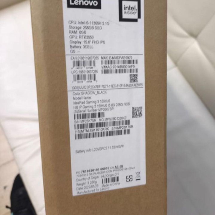 Lenovo Gaming 3 15IHU6, RTX3050, б/у пол-года