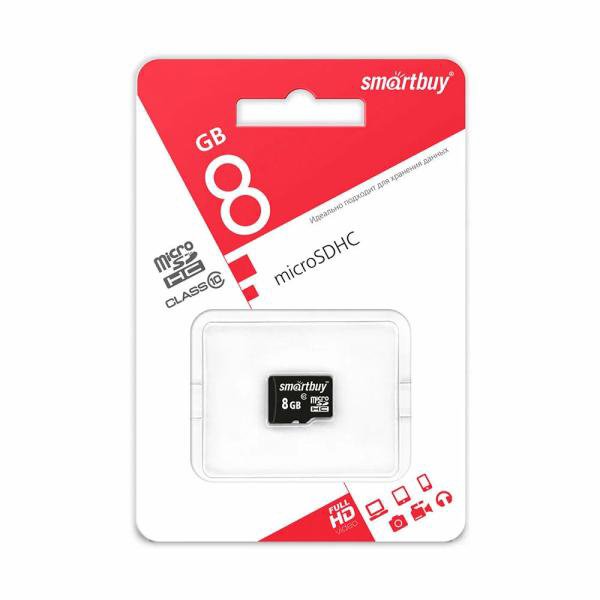 Карта памяти Micro SD Smartbuy 8GB Class10 23MB/s (SB8GBSDCL10-00)