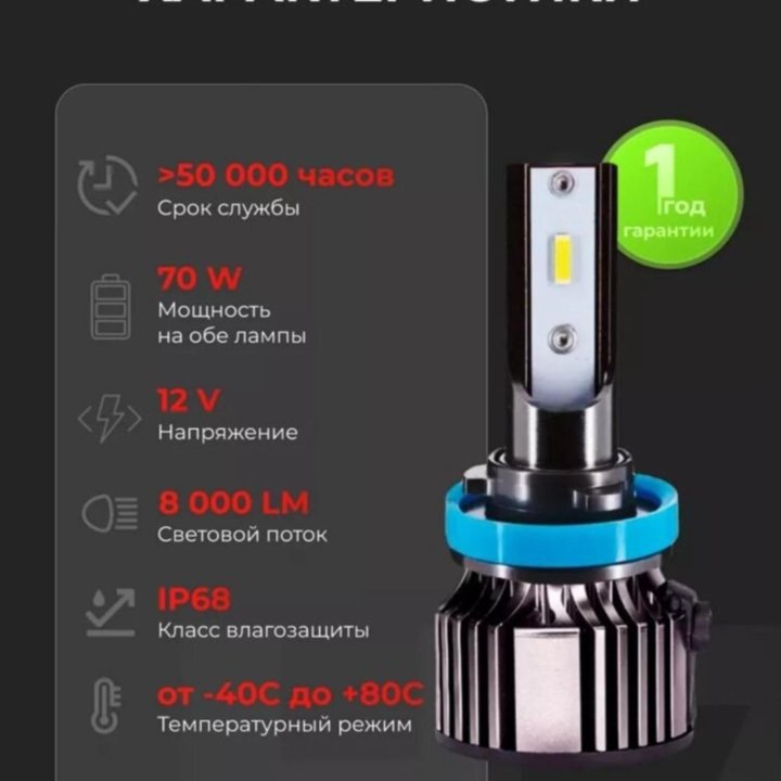 LED лампы h 11 70Вт