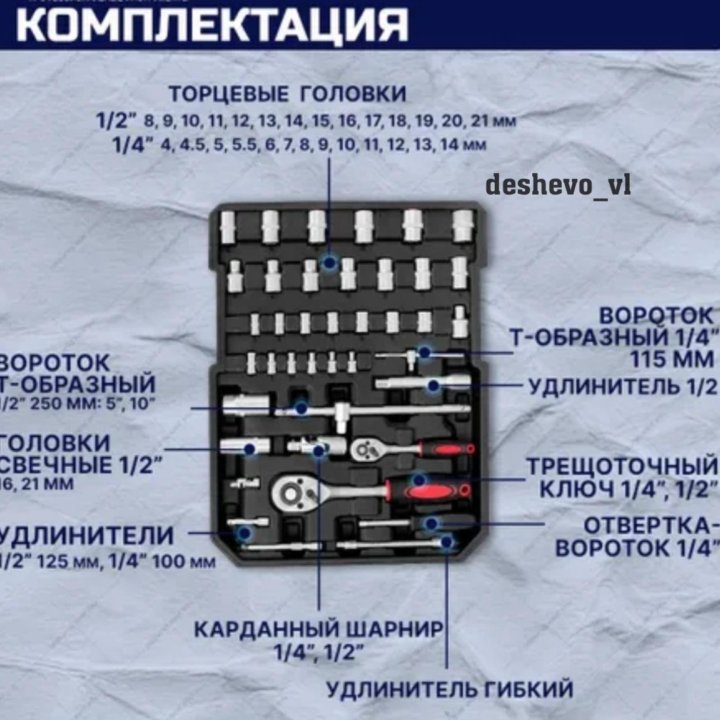 Набор инструментов 187предметов в чемодане