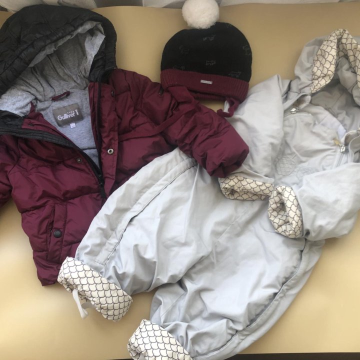 Комплект на девочку Куртка Шапка Комбинезон, 80/86