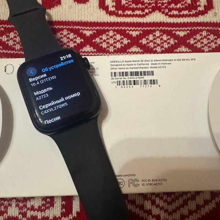 Apple Watch SE(2nd) 44 Midnight 100% батарея