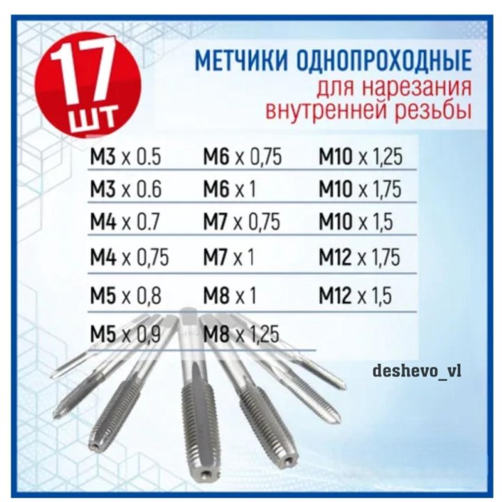 Набор метчиков и плашек 40 предметов в кейсе