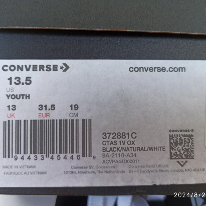 Новые кеды Converse 31 размер. Оригинал!!