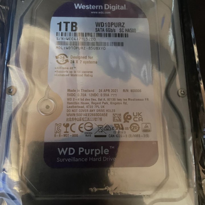 1 ТБ Жесткий диск WD Purple [WD10PURZ]