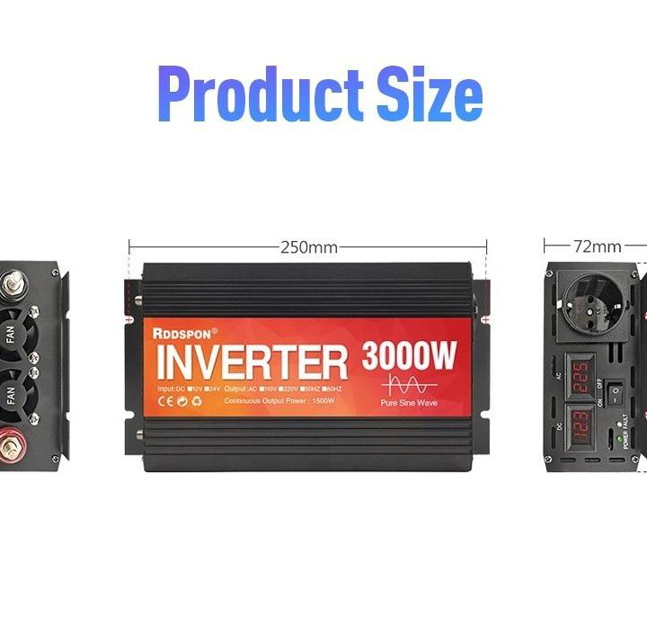 Инвертор напряжения 12В-220В 3000Вт Чистый синус