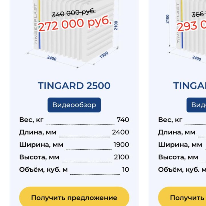 Погреб пластиковый tingard 2500